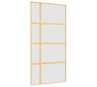 vidaXL Porte Coulissante, Porte Suspendue avec Butoir, Porte avec Panneaux Grange Cuisine Maison Intérieur, Doré Verre Dépoli et Aluminium