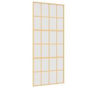 vidaXL Porte Coulissante, Porte Suspendue avec Butoir, Porte avec Panneaux Grange Cuisine Maison Intérieur, Doré Verre Dépoli et Aluminium