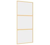 vidaXL Porte Coulissante, Porte Suspendue avec Butoir, Porte avec Panneaux Grange Cuisine Maison Intérieur, Doré Verre Clair et Aluminium