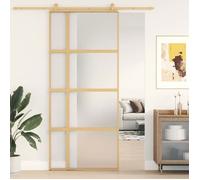 vidaXL Porte coulissante doré 90x205 cm verre ESG dépoli et aluminium