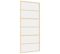 vidaXL Porte Coulissante, Porte Suspendue avec Butoir, Porte avec Panneaux Grange Cuisine Maison Intérieur, Doré Verre Clair et Aluminium