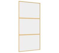 vidaXL Porte Coulissante, Porte Suspendue avec Butoir, Porte avec Panneaux Grange Cuisine Maison Intérieur, Doré Verre Clair et Aluminium