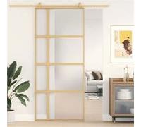 vidaXL Porte coulissante doré 90x205 cm verre ESG dépoli et aluminium