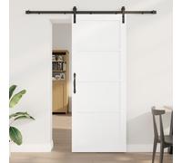 vidaXL Porte Coulissante Blanc et noir 83 x 211 cm Pin solide et acier, Porte coulissante, style moderne, bois de pin, gain de place, kit déco intérieur, installation facile