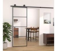 vidaXL Porte coulissante Aluminium et verre ESG 76x205 cm Noir 149479