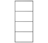 vidaXL Porte Coulissante Système de Porte Coulissante Maison Intérieur Kit d'Assemblage Barre en Forme de U Aluminium et Verre ESG 90x205 cm Noir