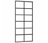vidaXL Porte Coulissante Système de Porte Rail Salon Salle de Séjour Cuisine Maison Intérieur Verre ESG et Aluminium 90x205 cm Noir