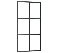 vidaXL Porte Coulissante Système de Porte Rail Salon Salle de Séjour Cuisine Maison Intérieur Verre ESG et Aluminium 102x205 cm Noir