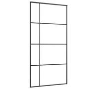 vidaXL Porte coulissante Verre ESG dépoli aluminium 102,5x205 cm Noir