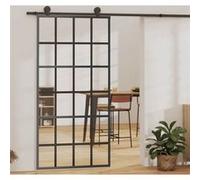 Porte Coulissante Verre ESG et Aluminium 90x205 cm Noir Système Salon vidaXL