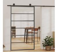 vidaXL Porte coulissante Verre ESG et aluminium 102x205 cm Noir, 102 x 205 cm (l x H), 29.22kg