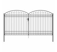 vidaXL Porte de Clôture avec Verrouillage Gris 301 x 224,5 cm Acier, Clôture Moderne en U pour Jardin et terrasse, entrée stylée, Robuste, Durable, Intime pour Vos espaces extérieurs