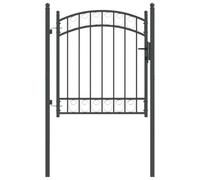 vidaXL Porte de Clôture Gris 125 x 100 cm Acier Peint par Poudre, Matériel d'extérieur Moderne, Portail en Acier rectangulaire avec Design arqué, accès Jardin et terrasse