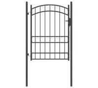 vidaXL Porte de Clôture Gris 170 x 100 cm Acier Peint par Poudre, Matériel d'extérieur Moderne, Portail en Acier rectangulaire avec Design arqué, accès Jardin et terrasse