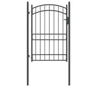 vidaXL Porte de Clôture Gris 200 x 100 cm Acier Peint par Poudre, Matériel d'extérieur Moderne, Portail en Acier rectangulaire avec Design arqué, accès Jardin et terrasse