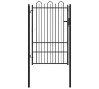 vidaXL Porte de clôture HORST 100 x 150 cm en acier noir avec serrure, moderne, clôture sécurisée, porte durable, accès élégant à votre propriété, barrière contemporaine