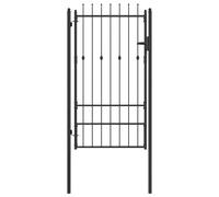 vidaXL Porte de clôture HORST 100 x 175 cm en métal noir avec serrure, porte de sécurité pour extérieur, clôture métallique moderne, robuste, élégante et résistante aux intempéries