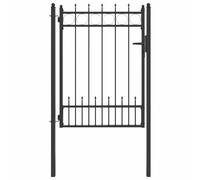 vidaXL Porte de clôture HORST en acier noir avec serrure, porte de jardin moderne, solution de sécurité extérieure, clôture minimaliste, barrière métallique contemporaine