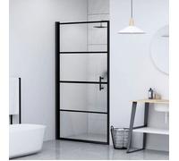 vidaXL Porte de douche 91x195 cm Verre trempé demi-dépoli Noir