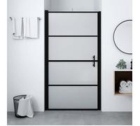 vidaXL Porte de douche Verre trempé dépoli 91x195 cm Noir