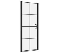 vidaXL Porte de Douche Porte de Cabine de Douche Accessoire de Salle de Bain Paroi de Douche Maison Intérieur Verre Trempé 81x195 cm Noir
