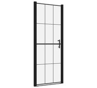 VidaXL Porte de douche Verre trempé 91x195 cm Noir