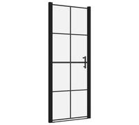 VidaXL Porte de douche Verre trempé 91x195 cm Noir