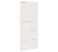 vidaXL Porte de grange blanche mate, 208 x 100 cm, 2,5 cm d'épaisseur, en bois de pin massif, à utiliser pour des séparations intérieures, style rustique, construction en bois avec joints à doigt, fo