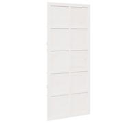 vidaXL Porte de grange blanche mate, 208 x 100 cm, 2,5 cm d'épaisseur, en bois de pin massif, à utiliser pour des séparations intérieures, style rustique, construction en bois avec joints à doigt, fo