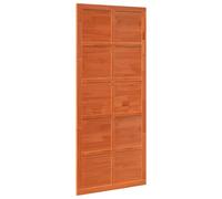 vidaXL Porte de grange rustique marron ciré 208 x 80 cm en bois de pin massif, finition mate. C'est un séparateur pour l'intérieur, avec un design rectangulaire solide qui glisse facilement. Un petit