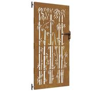 Portail de jardin 85x200 cm acier corten design de bambou 153237