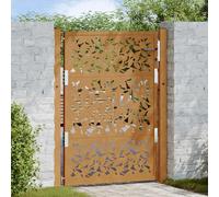 vidaXL Porte de jardin Design Feuilles – Acier résistant aux intempéries, porte extérieure