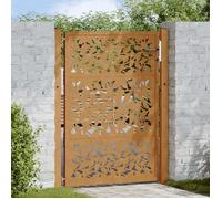 vidaXL Porte de jardin Design Feuilles – Acier résistant aux intempéries, porte extérieure
