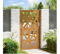 vidaXL Porte de jardin 4100957 – Acier résistant aux intempéries, design lumière – Marron G