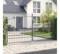 Vidaxl Porte De Jardin Avec Pointe De Lance À Double Battant Gris 200x400 Cm Acier