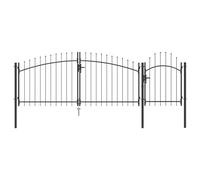 Vidaxl Porte De Jardin Avec Pointe De Lance Noire 100x400 Cm En Acier