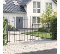 Vidaxl Porte De Jardin Avec Sommet En Fer De Lance À Double Battant Grise 175x400 Cm Acier