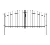 Vidaxl Porte De Jardin Avec Sommet En Lance À Double Battant Gris 150x300 Cm Acier