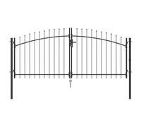 Vidaxl Porte De Jardin Avec Sommet En Lance À Double Battant Gris 150x300 Cm Acier
