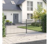 Vidaxl Porte De Jardin Avec Sommet En Lance Double Battant Gris 100x400 Cm Acier