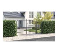 Vidaxl Porte De Jardin Avec Sommet En Lance Gris 195x400 Cm En Acier