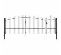 vidaXL Porte de Jardin avec Verrouillage Gris 100 x 400 cm Acier, Portail de Jardin Moderne, entrée en Acier rectangulaire, barrière extérieure, accès sûr au Patio
