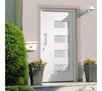 Porte d'entrée Aluminium et PVC Blanc 100x210 cm