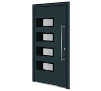 vidaXL Porte d'entrée Anthracite 100x200 cm Aluminium et PVC, porte, porte en PVC, porte d'entrée en aluminium, porte en aluminium