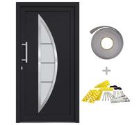 Porte d'Entrée Principale Sécurité Maison Charnières Réglables 3D Serrure à Tête de Champignon à 5 Points Extérieur 98x208 cm Anthracite