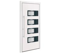 Porte d'entrée Blanc 100x210 cm Aluminium et PVC, porte, porte en PVC, porte d'entrée en aluminium, porte en aluminium, porte d'entrée frontale