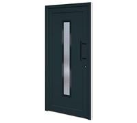 vidaXL Porte d'Entrée, Porte avec Charnières Réglables 3D, Serrure à Tête de Champignon, Porte d'Extérieur Sécurité Maison, 98x200 cm Anthracite PVC