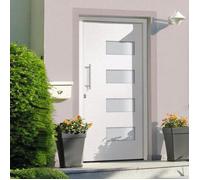 vidaXL Porte d'Entrée Porte d'Extérieur Sécurité Maison Jeu de Poignées Jeu de Clés Ruban Adhésif Aluminium et PVC Blanc 3056823