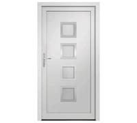 Porte d'Entrée, Porte Intérieure avec Jeu de Poignées et Jeu de Clés, Porte d'Extérieur avec Charnières Réglables 3D, Blanc 108x200 cm PVC