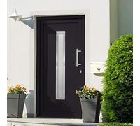 vidaXL Porte d'Entrée Principale Sécurité Maison Extérieur Charnières Réglables 3D Serrure à Tête de Champignon à 5 Points Anthracite 88x200 cm